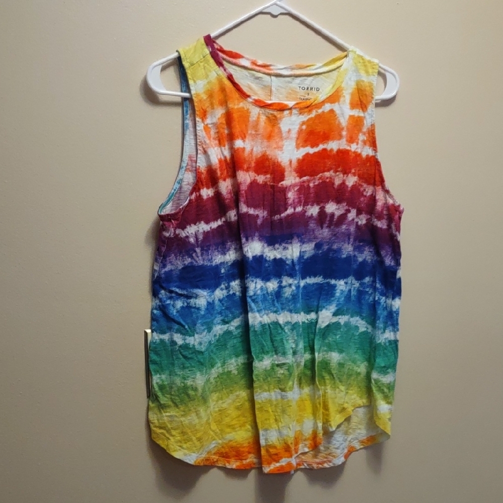 Torrid Women's Rainbow Tie-Dye Tank Top Sz2